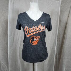 Nike Baltimore Orioles T Shirt Womens Medium MLB‎ Baseball V Neck Heather